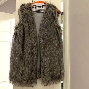 Grey faux fur vest